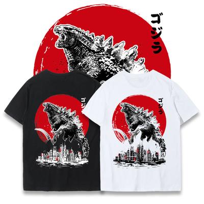 Jar a leto 2023 Nové tričko Godzilla Pánske kórejská verzia Voľný čistý okrúhly výstrih Japonské retro trendy krátke rukávy