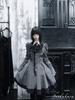 [Jundakara] Gothic Striped Dress for Women, Long Sleeves, Short Length, Cute and Dark Style, Detachable Ribbon, A-Line, Classical Fashion, Gothic Loli