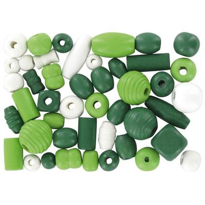 Wooden Beads 0.5 To 2 Cm Assorted Green 50 Pieces