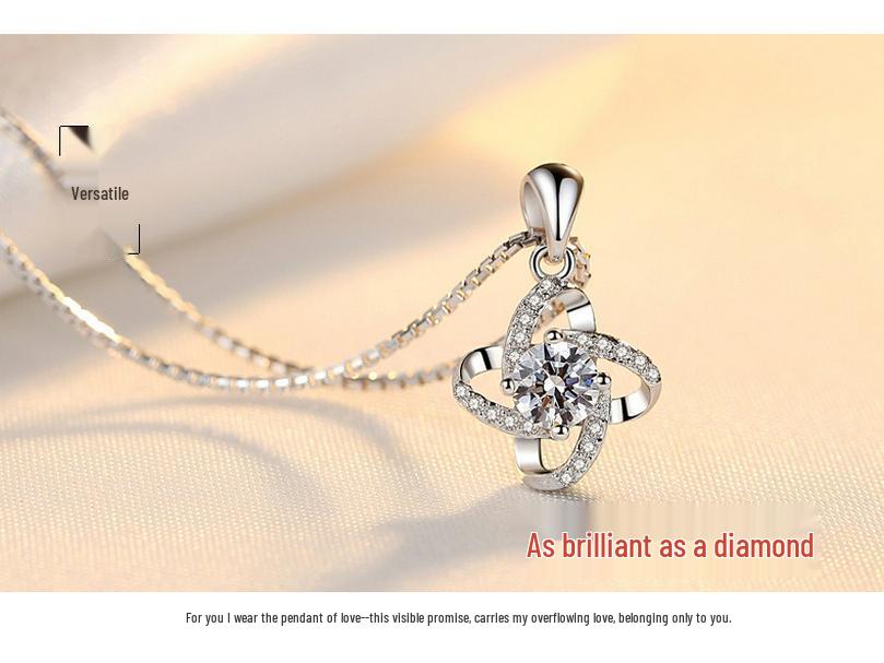 S925 Sterling Silver Floral Clavicle Necklace with Inlaid Diamonds - Elegant Women's Fashion Jewelry