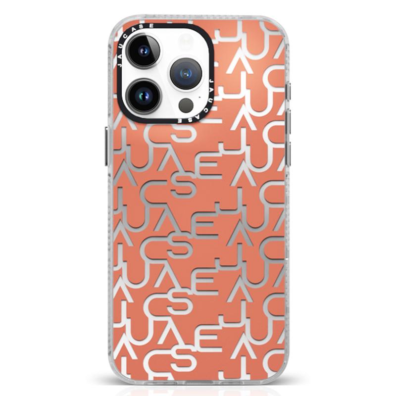 

JAUCASE For iPhone 15 Pro Max Case TPU+PC Letters Design Matte Phone Cover Orange