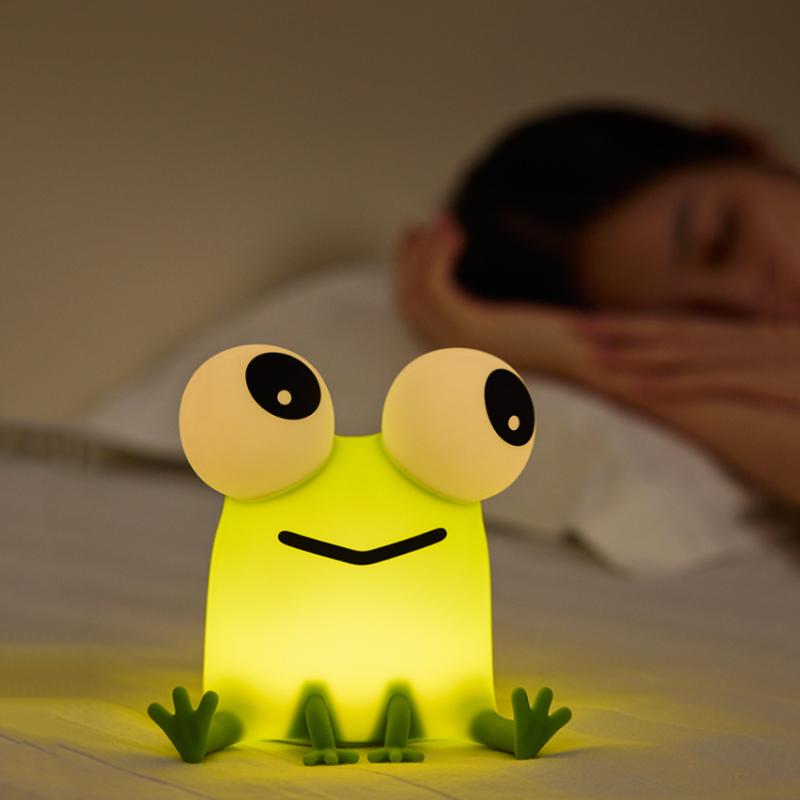 Frog Silicone Patting Night Light LED Bedside Lamp USB Rechargeable Children Kids Sleeping Nightlight Birthday Gifts Room Decor