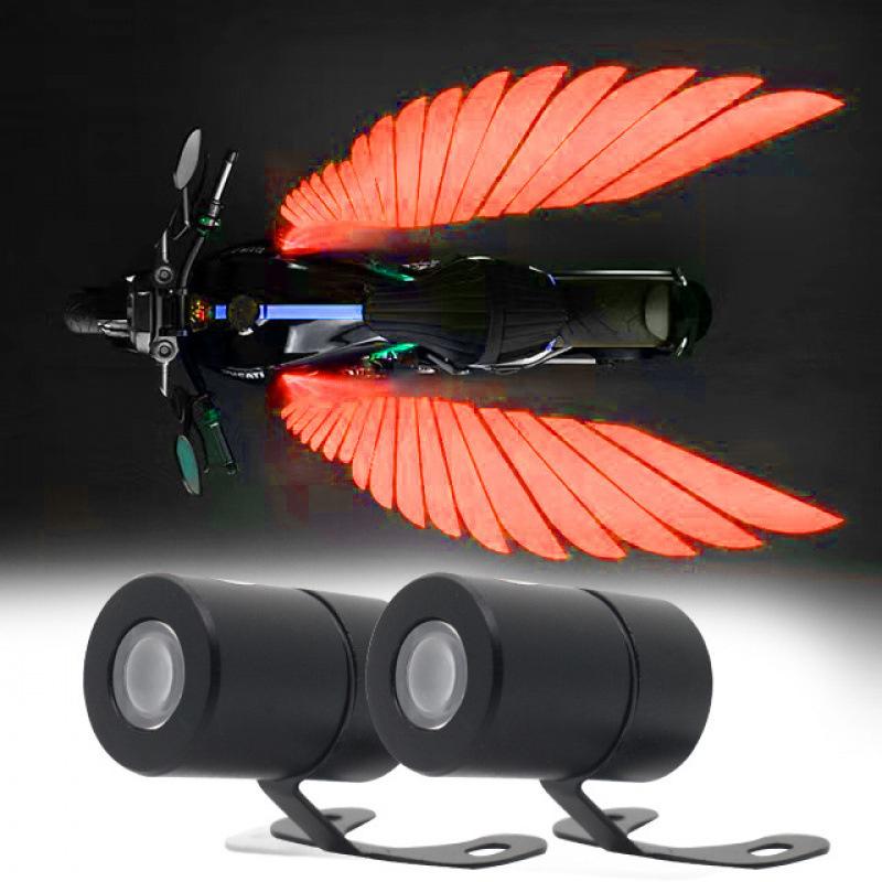 2 Stück Antikollisions-Laserlicht Motorrad Engelsflügel LED Projektionslicht Elektroauto Straßenmodifikation Willkommensdekoration