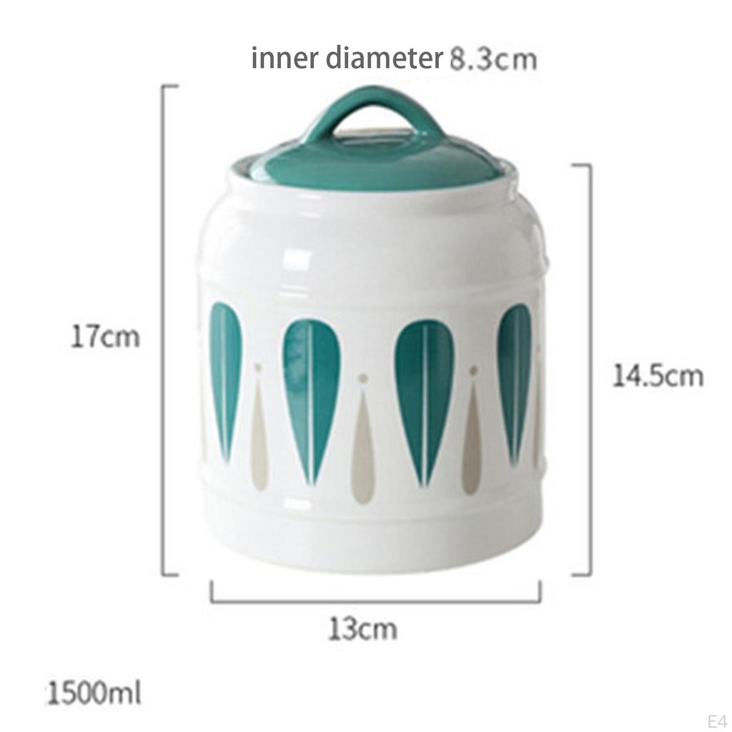 Ceramic Jar with Airtight Lid Food Storage Porcelain Dry Container Tea Canister Pet Treat