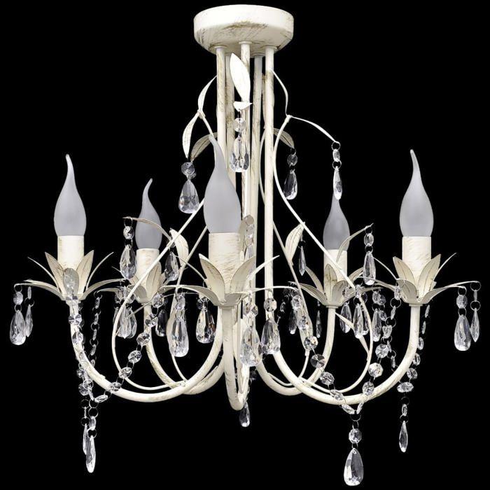 Lustre en cristal transparent plafonnier 5 feux lampe luminaire 240687