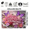 Mother's Day Floral Backdrop with Floral&Butterfly Element Design,Wall Decor,Gift,Festive Wall Covering,Rustic Background