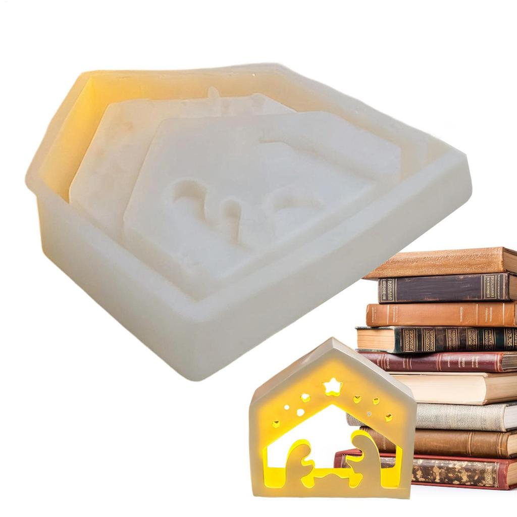 Christmas Nativity Silicone Molds Jesus Tealight Holder Stencil Nativity Silicone Mold for Handmade Scented Candles Plaster