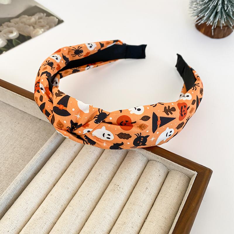 

Причудливые мультяшные резинки для волос с тыквами-черепами для детей, широкая повязка на голову с узлом Phantom, аксессуары для волос на Хэллоуин для девочек