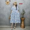 New Mori Female Pastoral Summer New Literary Large Size Fat MM Fattened Plus Printed Short-sleeved Dress