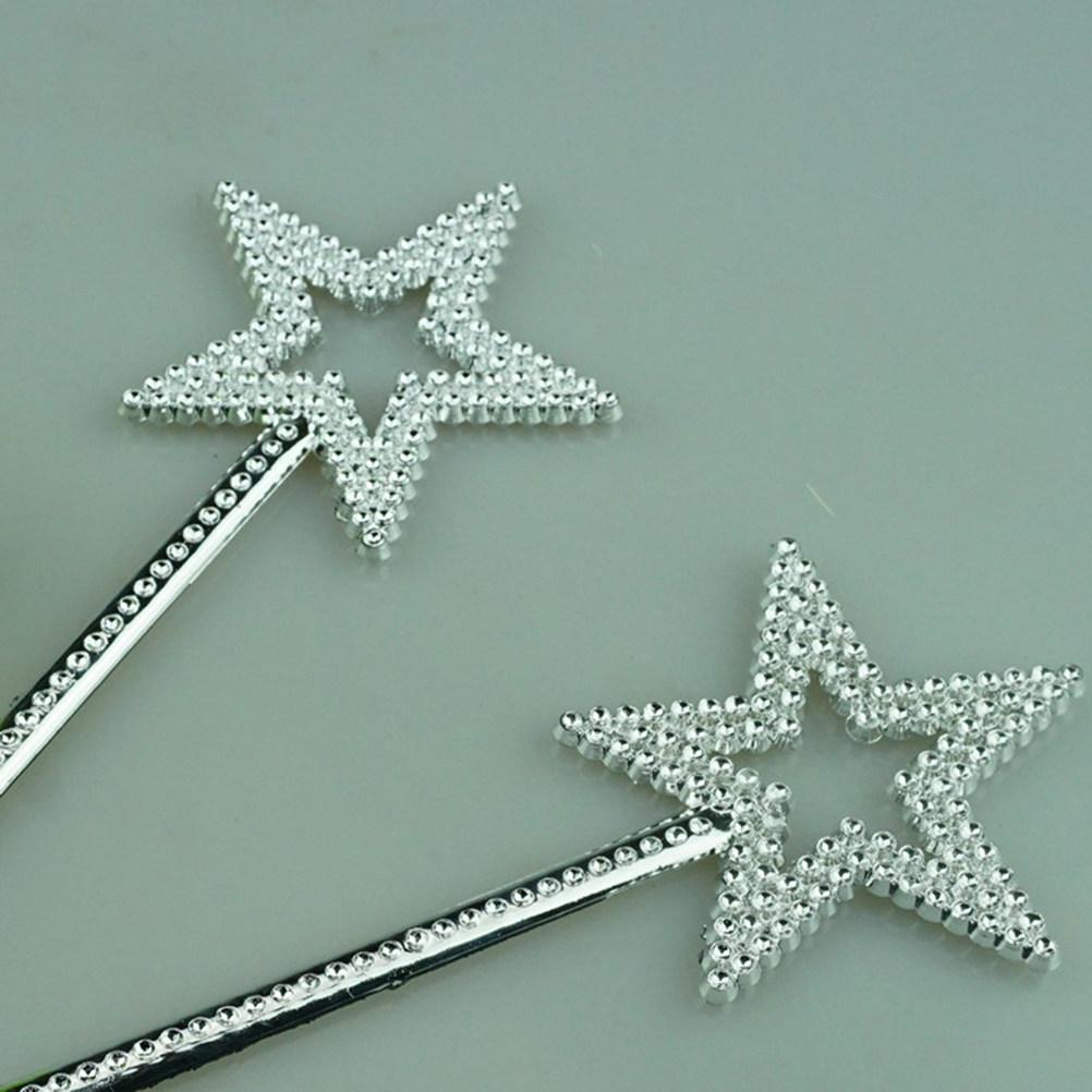 6Pcs Electroplating Pentagram Star Fairy Wand Plastic Magical Play Props for Birthday Party Wands Electroplating Pentagram Wand