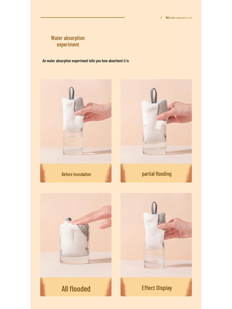 Prosop de mână drăguț pentru copii din fleece de coral cu pisică – Super absorbant, gros, cu agățătoare, lavetă pentru uz bucătărie