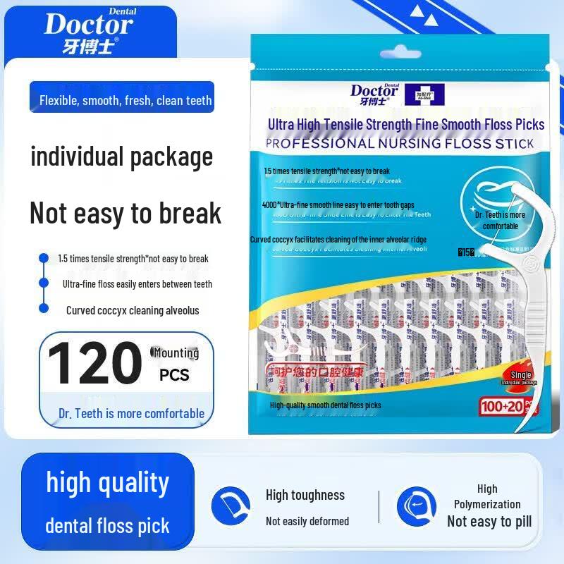 Dr. Dentist Super High Tension Dental Floss Picks, 120 Count