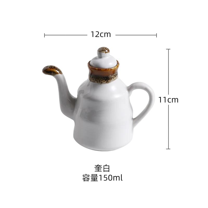 150ml Ceramic Olive Oil Seasoning Bottle Vinegar Soy Sauce Ceramic Spice Jar Cruets Soy Sauce tableware For Hotel and Restaurant