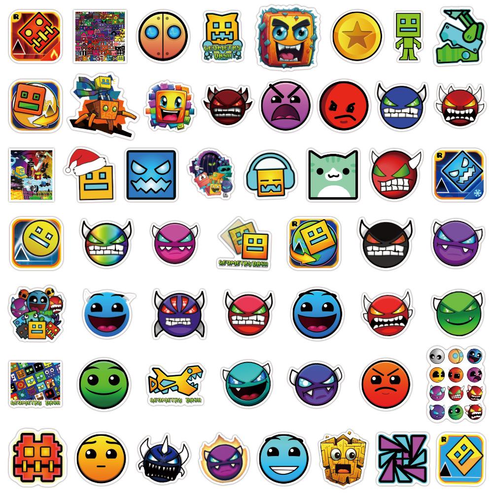 50-Pack Geometry Dash Waterproof Stickers for Luggage, Skateboards, and Cups