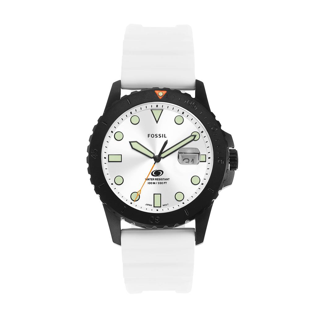 FOSSIL BLUE Date White Silicone Watch Three-Hand