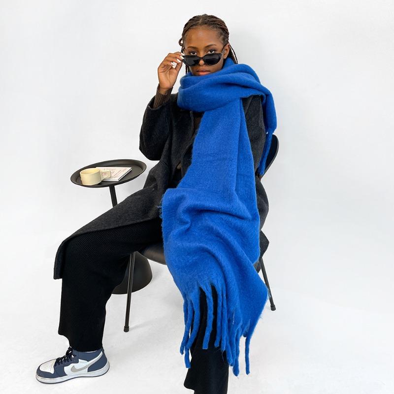

Blue mohair scarf vacuum packaging autumn and winter solid color scarf shawl 40*210cm