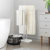 Gold,WEIDPHL Tall Standing Towel Rack, Double-T Shape Tall Bath Towel Sheet Holder with Marble Design Base, 2-Tier Towel Stand for Bathroom Floor,