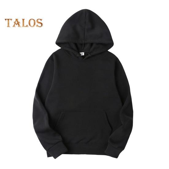 Moletom com capuz unissex com bolso frontal grande e cordão, cor sólida, solto, manga comprida, casual, esportivo, diário, com capuz