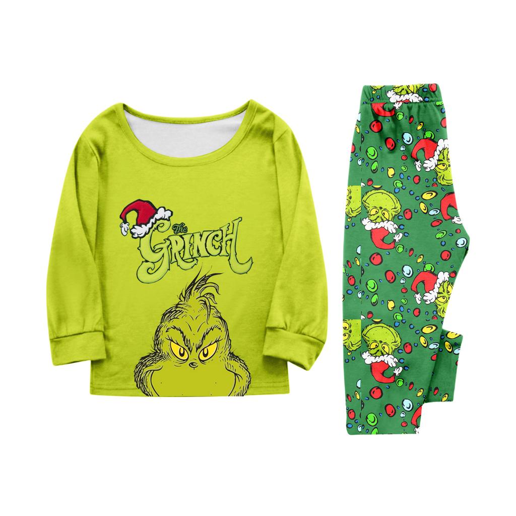 Costum de casă cu imprimeu de Crăciun părinte-copil, bluză cu mâneci lungi și pantaloni