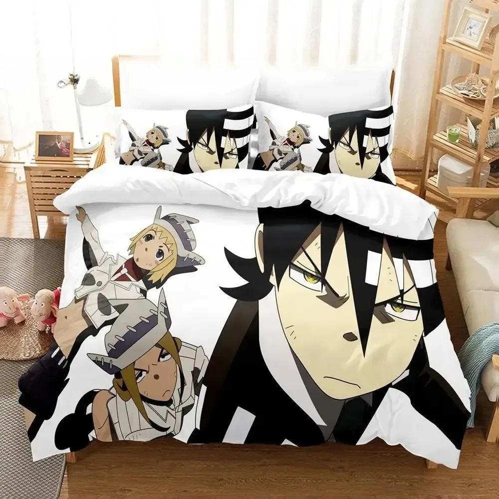 Ny 3D Tecknad Soul Eater Sängklädesset Enkelt Twin Full Queen King Size Sängset Vuxen Barn Sovrum Påslakanset Hemtextilier