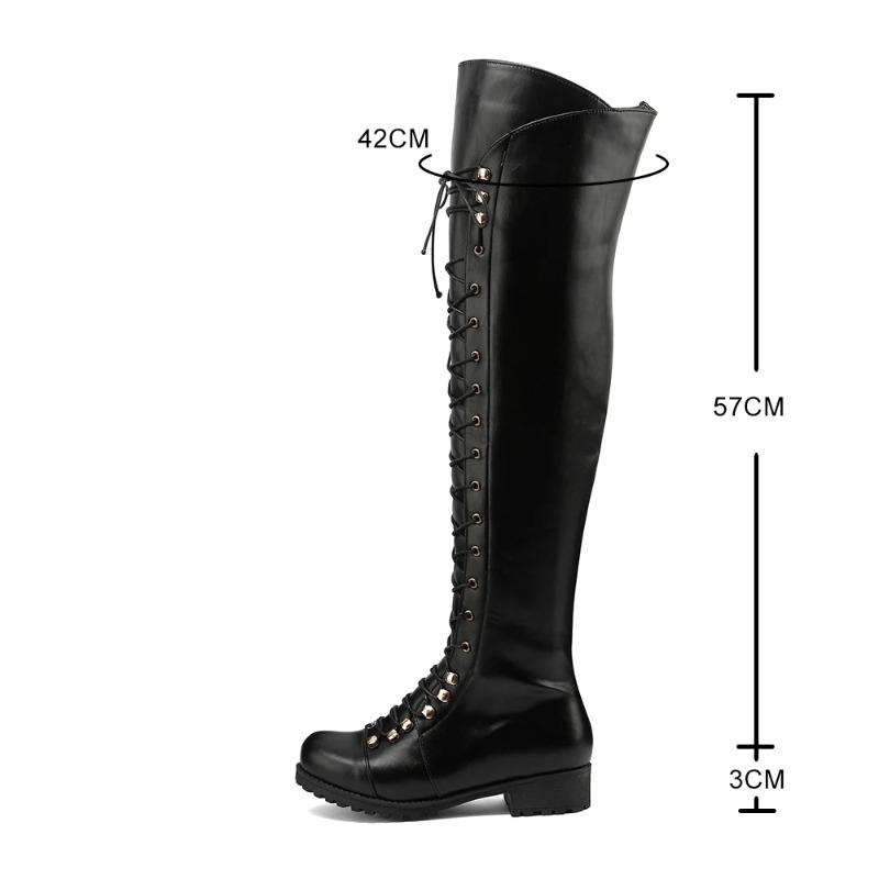 Fashion New Retro Riding Lace-up Women Flat Thigh Boots Western Over The Knee Boots Fashion Women Shoes Round Toe Long Boots Winter 2025
