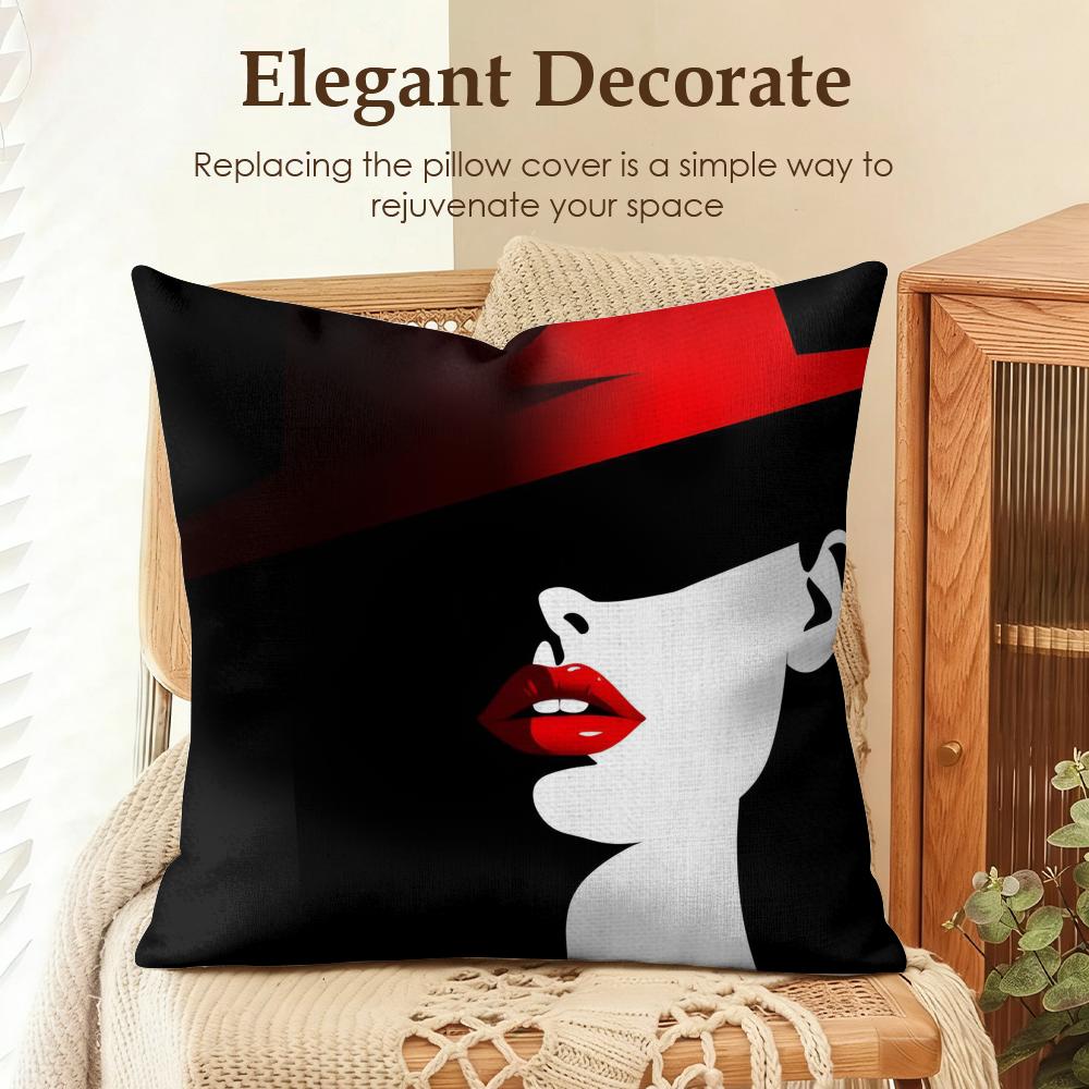 

Vantage Elegant Lady Pattern Cushion Cover Natural Linen Organic Fabric DoubleSided Printing Sofa Home Decor Gift Pillow Case 30x30cm