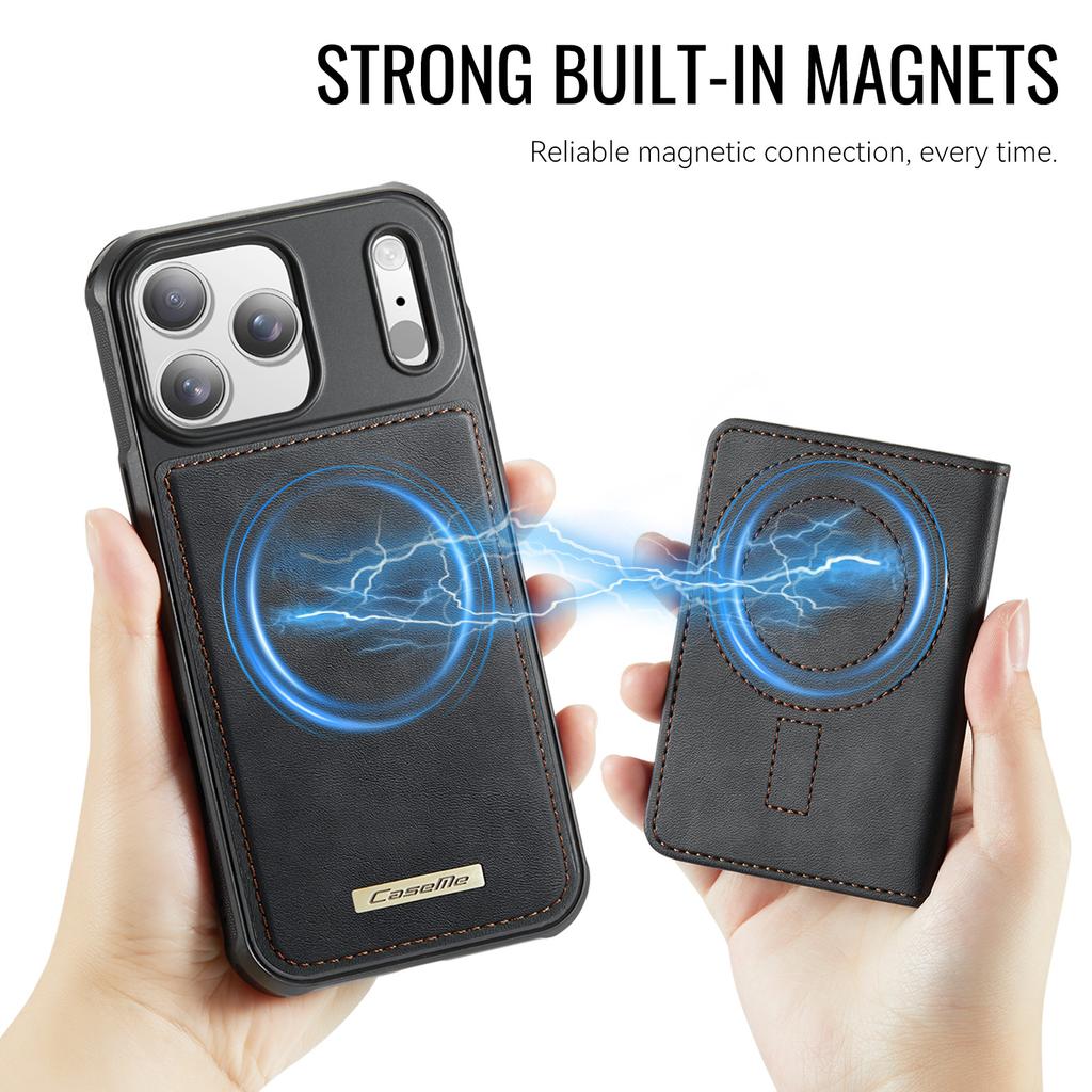 For iPhone 17 Pro Magnetic Case CASEME ME80 Series Leather PC TPU Phone Cover with Detachable Wallet