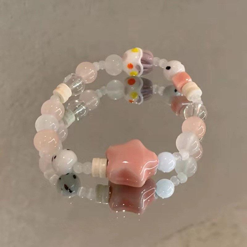 "New Ceramic Beaded Bracelet: Sweet Chinese Style for Women"