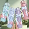 1PC Pink Bow Cherry Cute Decor Art 750ml Color Plastic Sports Water Bottle Leakproof Flip Straw Lid Suitable for Sports Office Home Use
