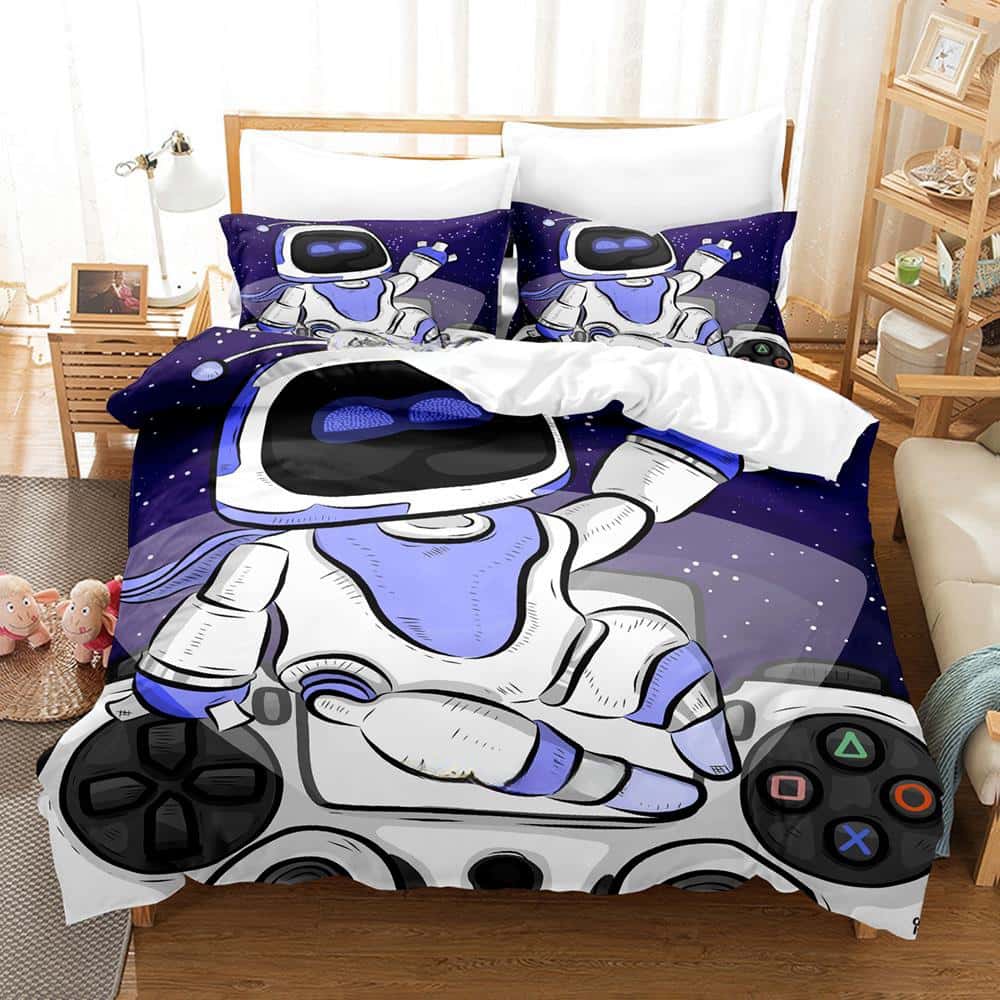 3D Print Anime Astro Bot Bedding Set Single Twin Full Queen King Size Duvet Cover Sets for Adult Kid Bedroom