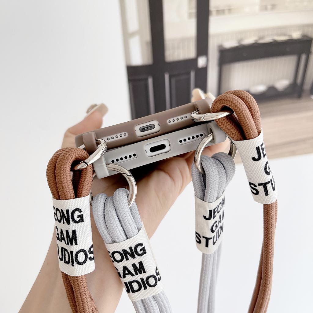 Crossbody Lanyard 2 Rope Liquid Silicone Case For iPhone 17 Air 17 16 15 14 13 12 11 Pro Max X XR Max 7 8 Plus Samsung S25 S24 23 Ultra Plus