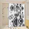 1pc Black and White Checkered Shower Curtain - Polyester Fabric, Machine Washable, with Hooks, Suitable for Bathroom Décor.