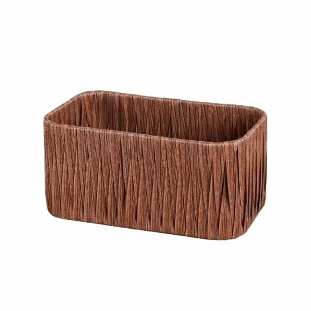 Durable Woven Storage Basket Rectangular Sundries Organization Box Picnic Basket Living Room