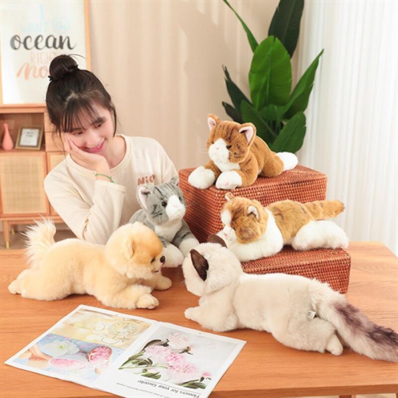Cat Dog Cute Plush Toy Pillow Interior Decoration Image Realistic Material Soft