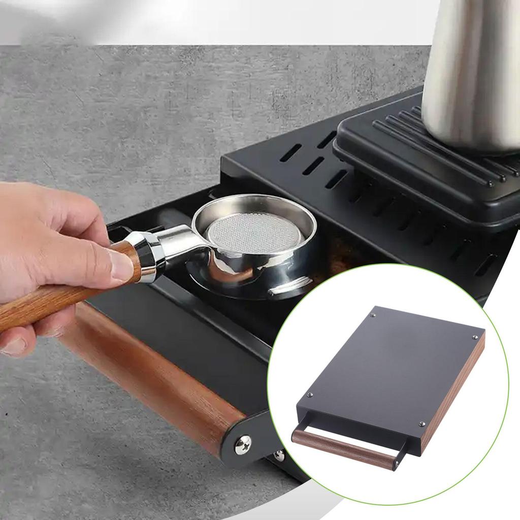 Espresso Knock Box Coffee Knocker Drawer Dump Bin Container with Walnut Handle under Grinding
