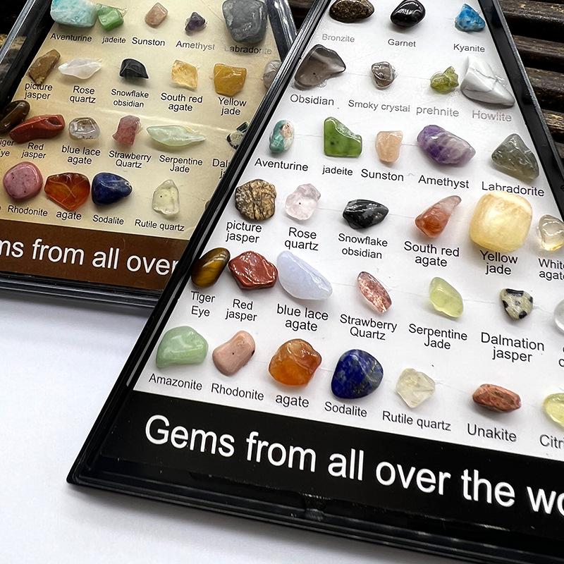 Rock & Mineral Collection 36pcs Geology Gem Kit In A Display Case For Kids Natural Gemstone Crystal Sets