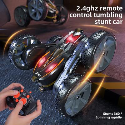 Kabellose Fernbedienung Stunt-Auto, Doppelseitiger Kipper, Cooles Leuchtendes Auto, Drift- und Kletterspielzeugauto Interaktives Spielzeug