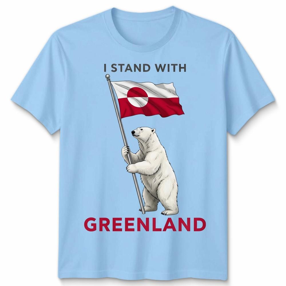 I Stand With Greenland Flag Bear Kalaallit Greenlanders Unisex T Shirt Tee S