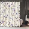 1pc Bohemian Purple Floral Shower Curtain - Vibrant Floral Pattern with Lavender, Yellow and Blue Flowers, Machine Washable