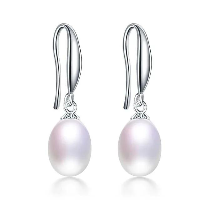 Fine Jewelry 100% Genuine Freshwater Pearl Dangle Earring Teardrop Natural Pearls Bridal Wedding Sterling Silver Mother Jewelry белый