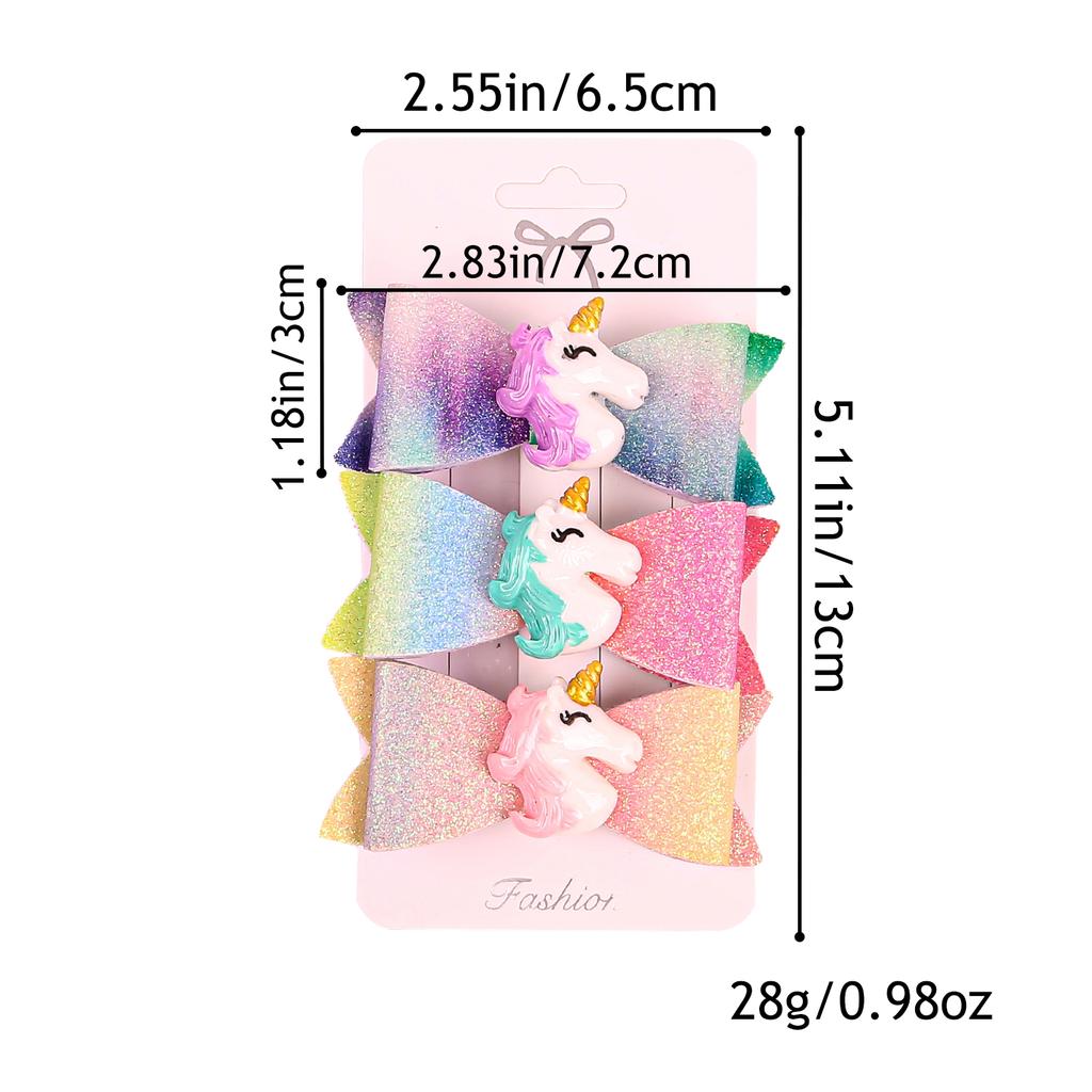 3 st Regnbågs Hårrosetter med Klämmor Söta Enhörnings Hårklämmor Barrettes Glitter Hårrosetter Hårnålar Barn Barn Håraccessoarer