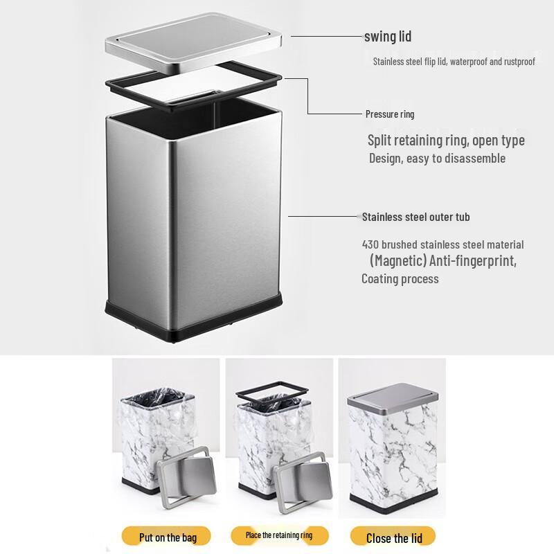 Good Wife Slim Swing-Lid Trash Can