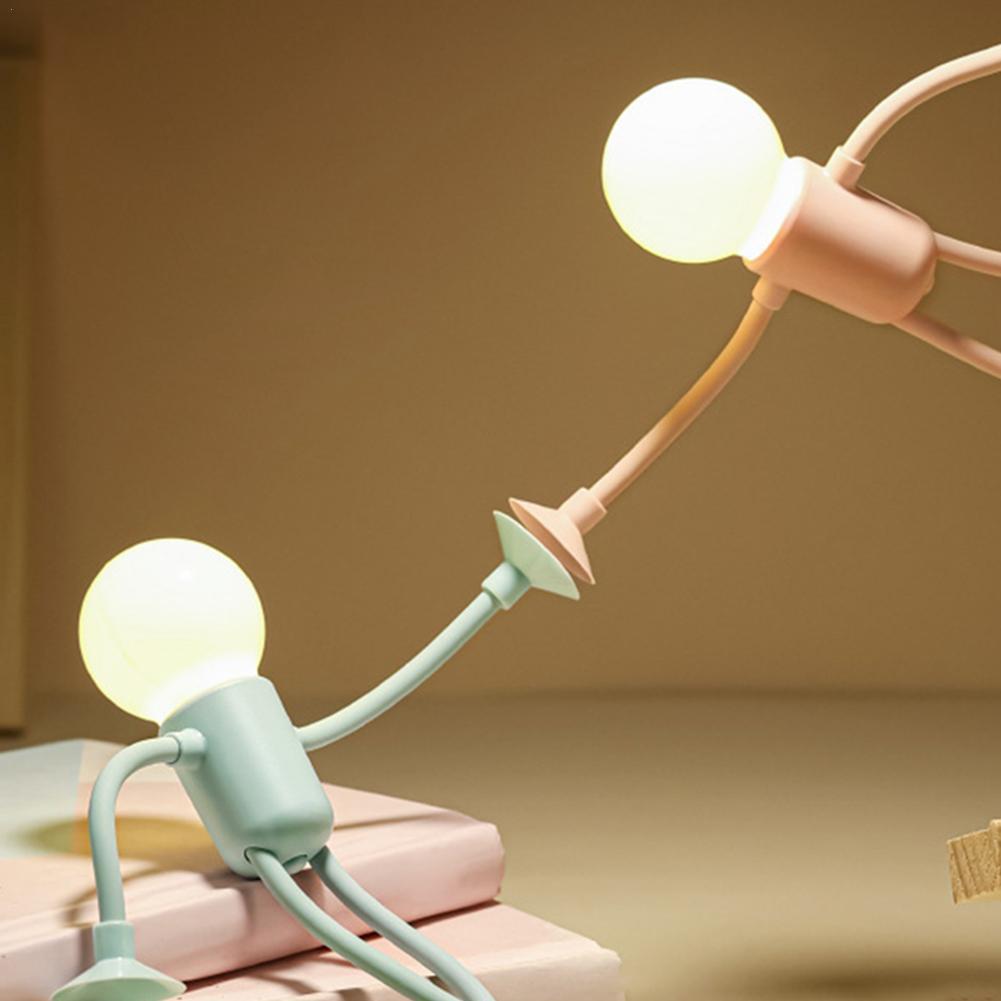 Veränderbare Form Lustige Sportler Nachtlicht Knopfbatterie Schreibtischlampe Vielseitige Minilampe Kreatives Ornament Vakuumadsorption