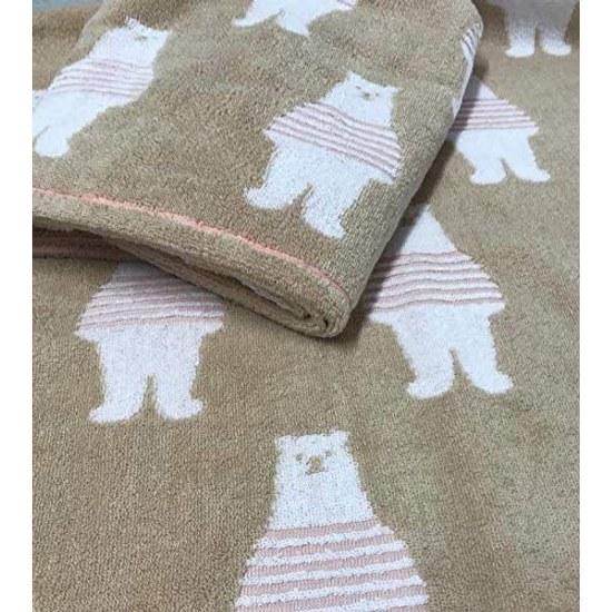 Imabari Towel Face Cotton Set 3 Border Bear Design 34x80cm (Set Colors)