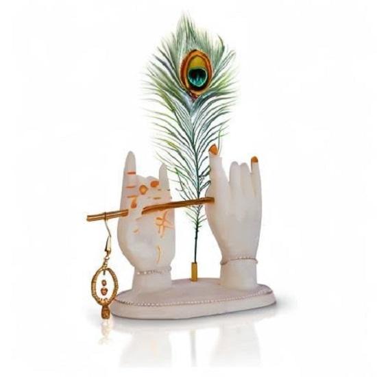 

Premium Krishna Hands Idol with Flute for Home Decor Bedroom Living Room Office House Warming Gift белый
