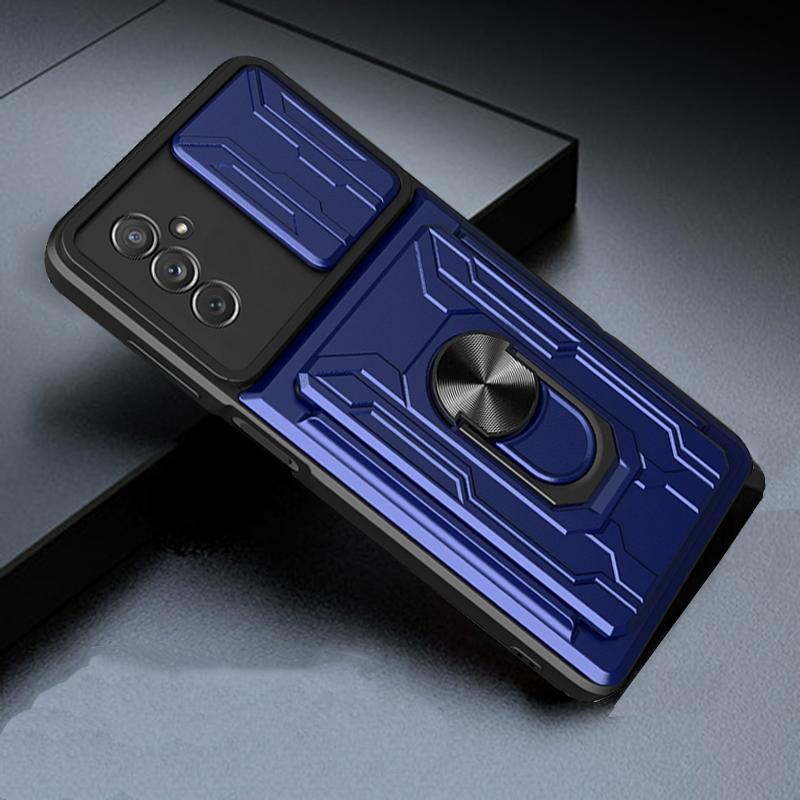 A04s Case Luxury Card Holder Slide Camera Protection Armor Ring Cover On For Samsung Galaxy A04s A04 S galaxyA04s Shockproof Phone Cases