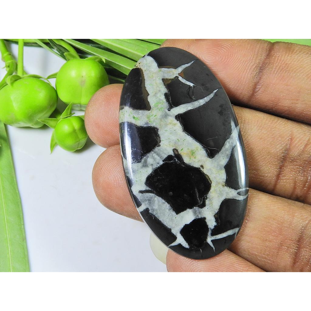 AA++ Natural Septarian Jewelry Making Oval Black Crytsal Gemstone 27X49X03MM SK-872