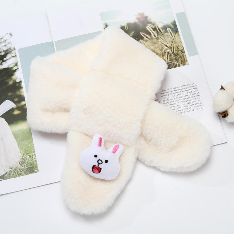 Children'S Scarf Winter Cartoon Plush Children'S Scarf Boys And Girls Warm Cross Imitation Rabbit Hair Children'S Neck