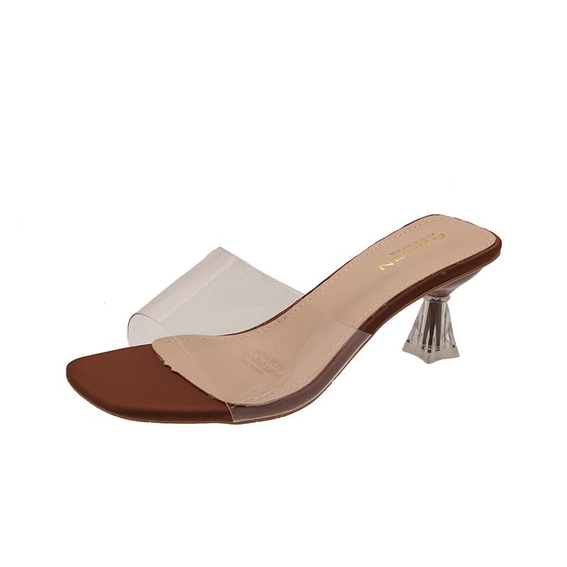 Summer Women Pumps Sandals PVC Jelly Slippers Open Toe High Heels Women Transparent Perspex Slippers Shoes Heel Clear Sandals