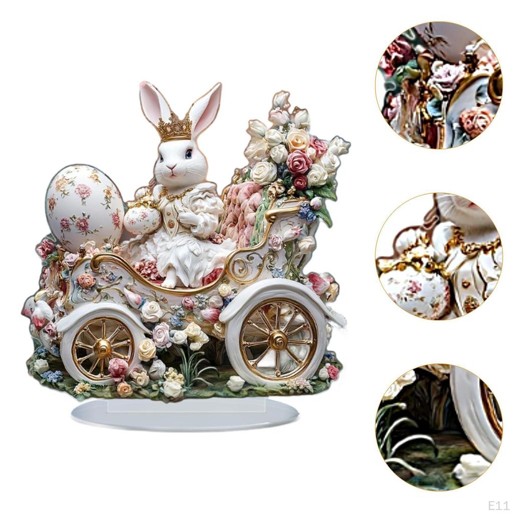 2D Easter Bunny Egg Decoration Acrylic Sign Collectibles Friend Gift Flat Desktop Ornament for